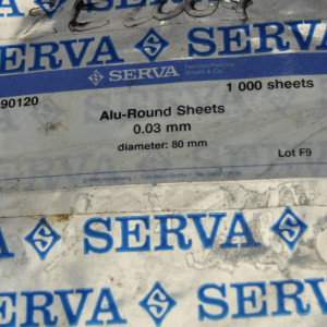 1000 x Alu-Blätter rund 80 mm x 0,03 mm SERVA 90120