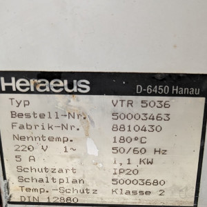 gebrauchter Vakuum-Trockenschrank Heraeus VTR5036, 180°C, 45 Liter