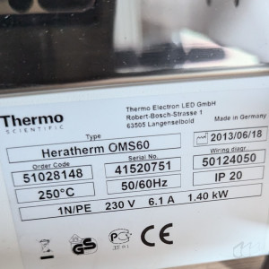 gebrauchter Umluft-Trockenschrank bis 250°C, Thermo Herathem OMS60