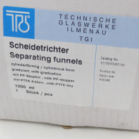 Scheidetrichter zylindrisch Tropftrichter 1000mL TGI NS 29/32 PTFE NEUWARE