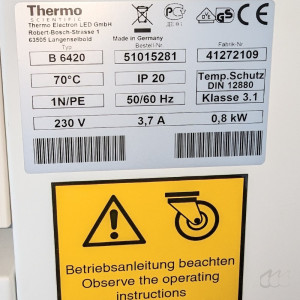 gebrauchter Brutschrank Heraeus B6420 bis 70°C, 409 Liter