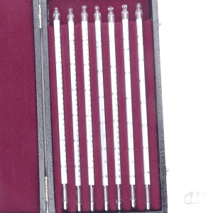 gebrauchter Thermometersatz aus Apotheke, eichfähig, Anschützthermometer 0...360°C (03)