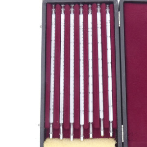 gebrauchter Thermometersatz aus Apotheke, eichfähig, Anschützthermometer 0...360°C (05)