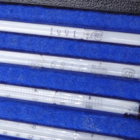 gebrauchter Thermometersatz aus Apotheke, eichfähig, Anschützthermometer 0...360°C (12)