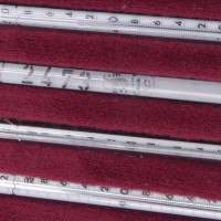 gebrauchter Thermometersatz aus Apotheke, eichfähig, Anschützthermometer 0...360°C (15)