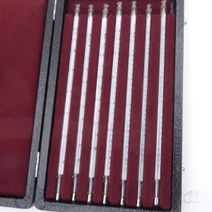 gebrauchter Thermometersatz aus Apotheke, eichfähig, Anschützthermometer 0...360°C (20)
