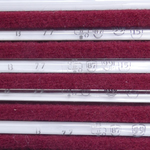 gebrauchter Thermometersatz aus Apotheke, eichfähig, Anschützthermometer 0...360°C (24)