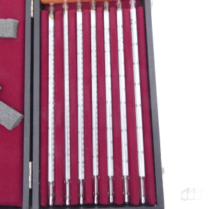 gebrauchter Thermometersatz aus Apotheke, eichfähig, Anschützthermometer 0...360°C (36)