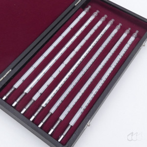gebrauchter Thermometersatz aus Apotheke, eichfähig, Anschützthermometer 0...360°C (44)