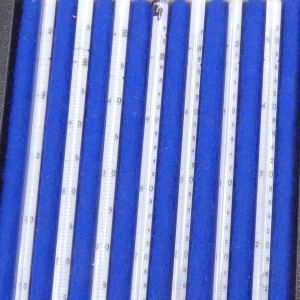 gebrauchter Thermometersatz aus Apotheke, eichfähig, Anschützthermometer 0...360°C (57)