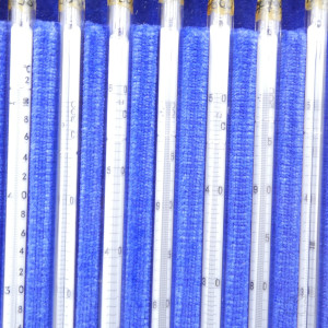gebrauchter Thermometersatz aus Apotheke, eichfähig, Anschützthermometer 0...360°C (76)