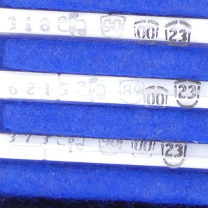 gebrauchter Thermometersatz aus Apotheke, eichfähig, Anschützthermometer 0...360°C (83)