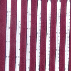 gebrauchter Thermometersatz aus Apotheke, eichfähig, Anschützthermometer 0...360°C (97)
