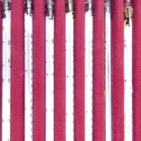 gebrauchter Thermometersatz aus Apotheke, eichfähig, Anschützthermometer 0...360°C (101)