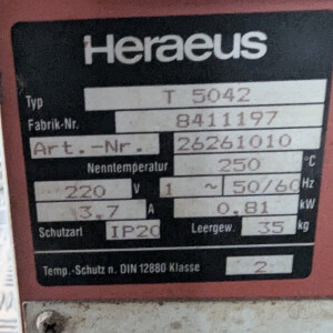 gebrauchter Wärmeschrank 250°C, Heraeus T5042 40 Liter