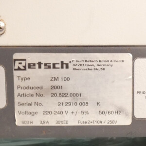 gebrauchte Ultra-Zentrifugalmühle Retsch ZM 100 18.000 U/min