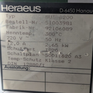 gebrauchter Umluft-Trockenschrank Heraeus UT6200, 300°C, 180 Liter