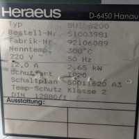 gebrauchter Umluft-Trockenschrank Heraeus UT6200, 300°C, 180 Liter