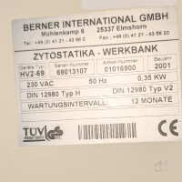 gebrauchte Sterilwerkbank Laminar-Flow Berner HV2-69 Produktschutz, Personenschutz