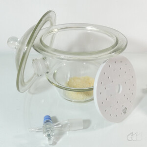 gebrauchter Exsikkator 15 cm, inkl. Hahn, Porzellanplatte, Deckel