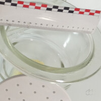 gebrauchter Exsikkator 15 cm, inkl. Hahn, Porzellanplatte, Deckel