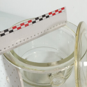 gebrauchter Exsikkator 15 cm, inkl. Hahn, Porzellanplatte, Deckel