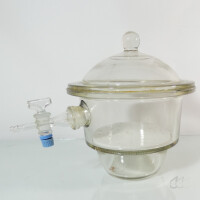 gebrauchter Exsikkator 15 cm, inkl. Hahn, Porzellanplatte, Deckel
