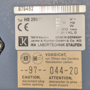 gebrauchter Laborschüttler IKA HS250 basic mit Klemmstangen