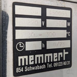 gebrauchter Wärmeschrank, 300°C,  Memmert Tv10u (Sterilisator)