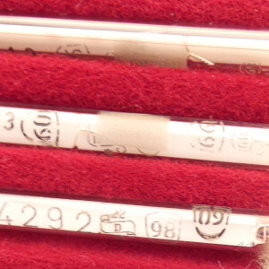 gebrauchter Thermometersatz aus Apotheke, eichfähig, Anschützthermometer 0...360°C (12.28)