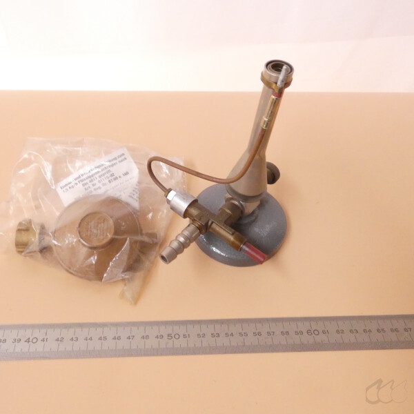 gebrauchter Propan-Bunsenbrenner Teclubrenner mit Druckminderer