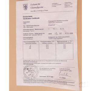 gebrauchtes, eichfähiges Tropfpunktthermometer n. Ubbelohde 110°C 1°C-Teilung