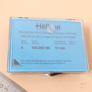 4x gebrauchte Quarzglas-Küvette 10 mm Hellma 104.002-QS