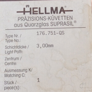 gebrauchte Quarzglas-Durchflussküvette 3 mm Hellma 176.751-QS