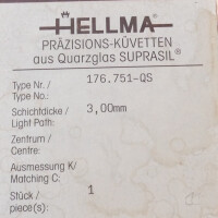 gebrauchte Quarzglas-Durchflussküvette 3 mm Hellma 176.751-QS