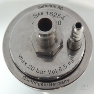 gebrauchter 47 mm In-Line-Druckfilter Sartorius SM 16254 Edelstahl