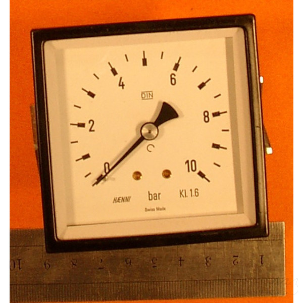 Rohrfeder-Manometer HAENNI 0-10 bar Überdruck; DIN Kl.1.6; 1/4"