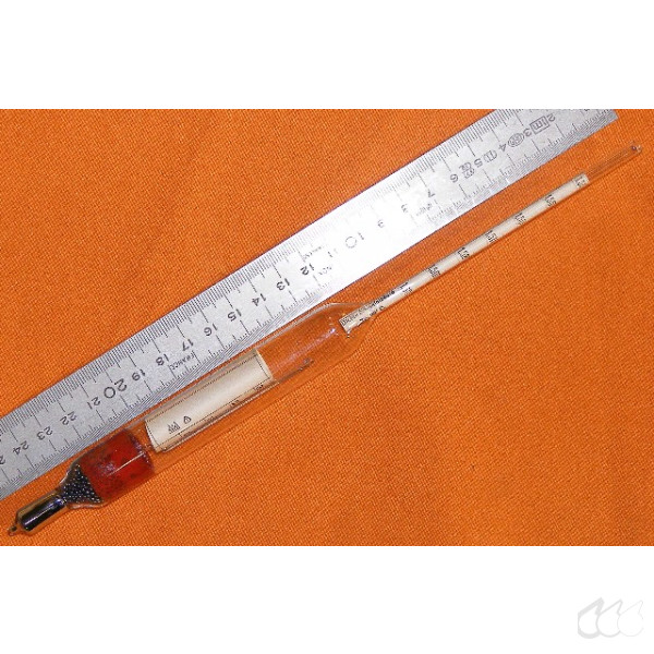 Aräometer 1,540 g/cm³ bis 1,600 g/cm³, Teilung 0,001 g/cm³, Bezug 20°C, THERMOMETER