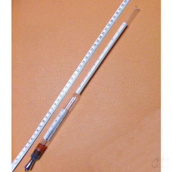 Aräometer 1,500 - 2,000 g/cm³ Tlg.0,005g/cm³, Bzg.20°C, Thermometer