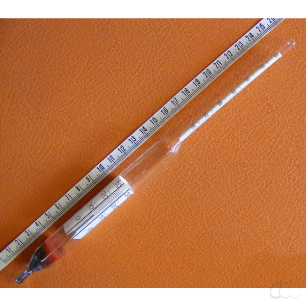 Aräometer 1,120 - 1,180 g/cm³ Tlg.0,001g/cm³, Bzg.20°C, Thermometer