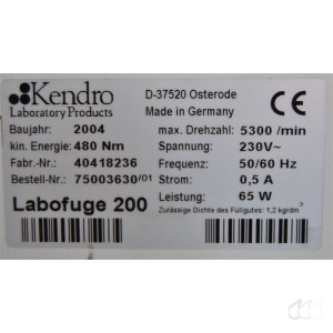 gebrauchte Zentrifuge Kendro Heraeus Labofuge 200