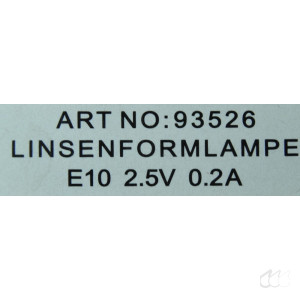 10 Stk.x Linsenformlampe SCHARNBERGER+HASENBEIN 93526 E10 2,5V 0,2A