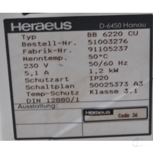 gebrauchter CO2-Begasungsbrutschrank Kupfer Heraeus BB6220CU 220 Liter