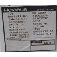 gebrauchter CO2-Begasungsbrutschrank Kupfer Heraeus BB6220CU 220 Liter