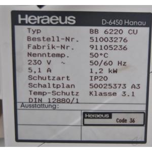 gebrauchter CO2-Begasungsbrutschrank Kupfer Heraeus BB6220CU 220 Liter