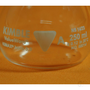 Kimble Chase Messkolben 250 ml Klasse A  NS14/23 ISO Boro 3.3 mit Stopfen, Neuware