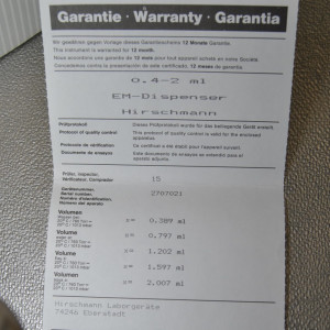 unbenutzter Flaschenaufsatzdispenser Hirschmann EM-Dispenser 0,4 - 2 mL